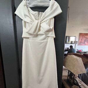 Alyce Paris ivory off-the-shoulder, fitted bridal/cocktail dress. Size 12